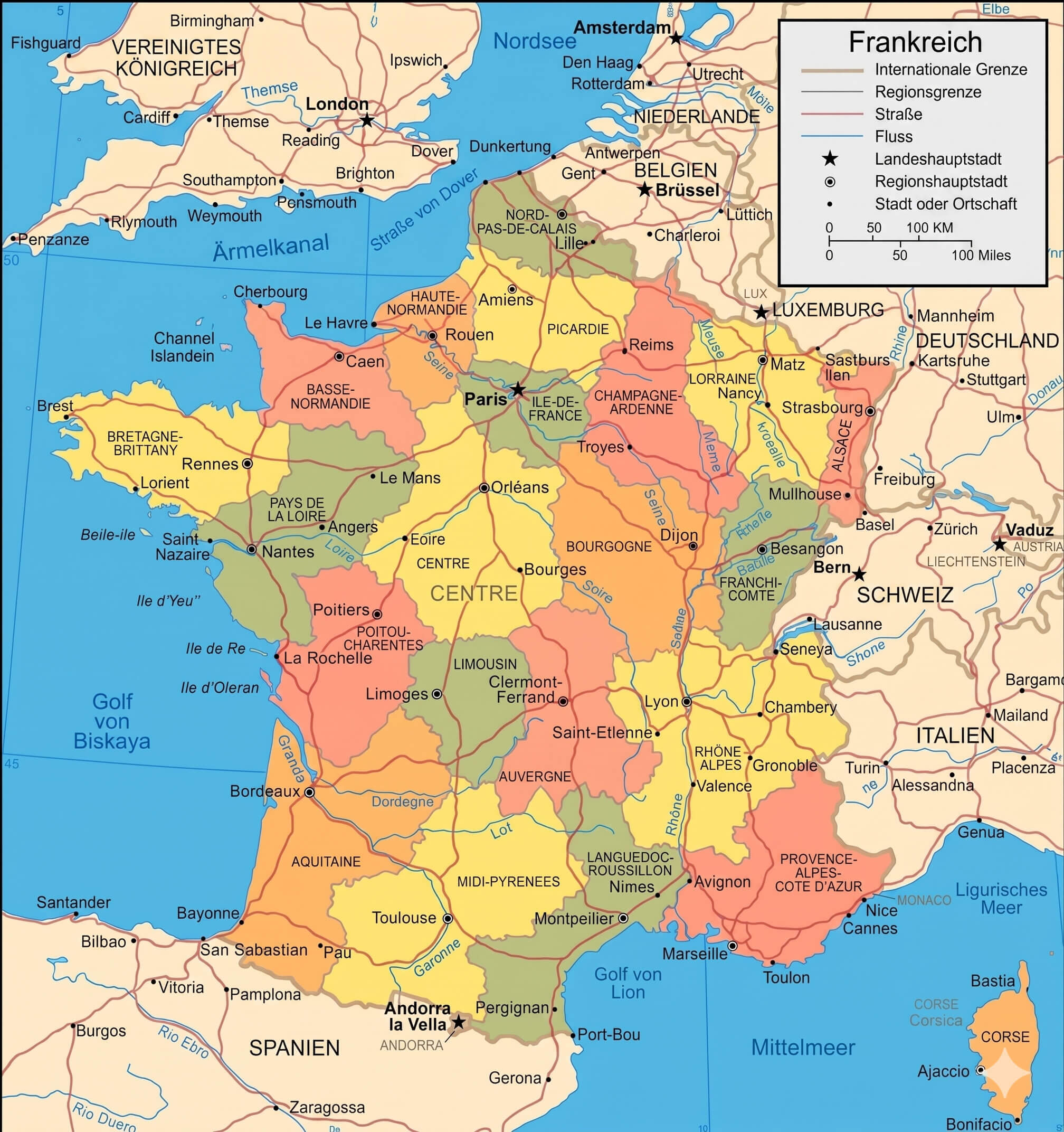 Administrative karte von Frankreich regionen