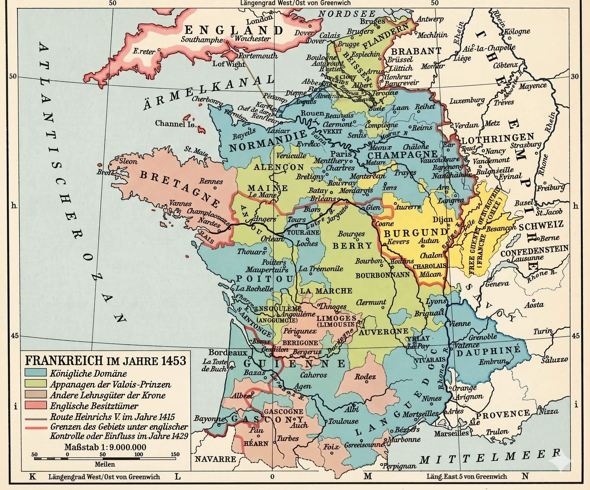 Historische karte von Frankreich