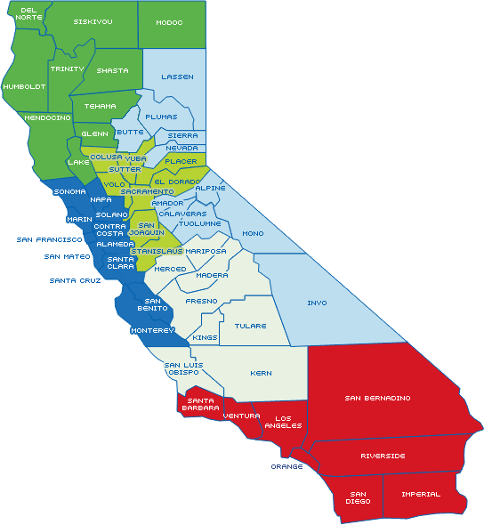 california bezirk karte