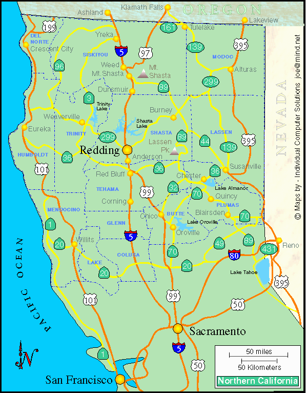 karte von nordlich california
