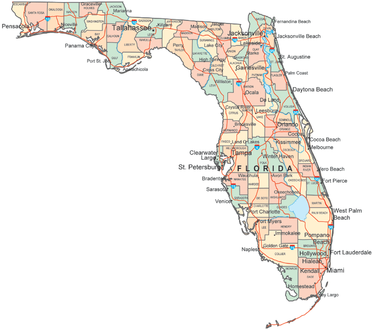 karte von florida landkreise