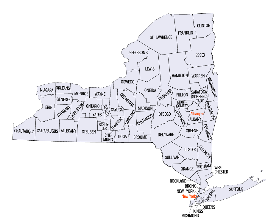 new york landkreise karte