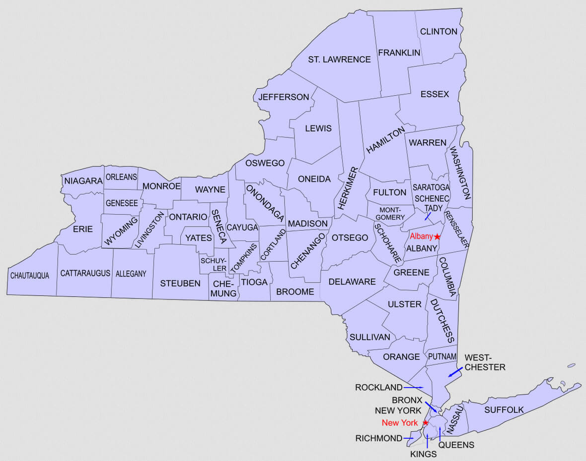 new york landkreise karte