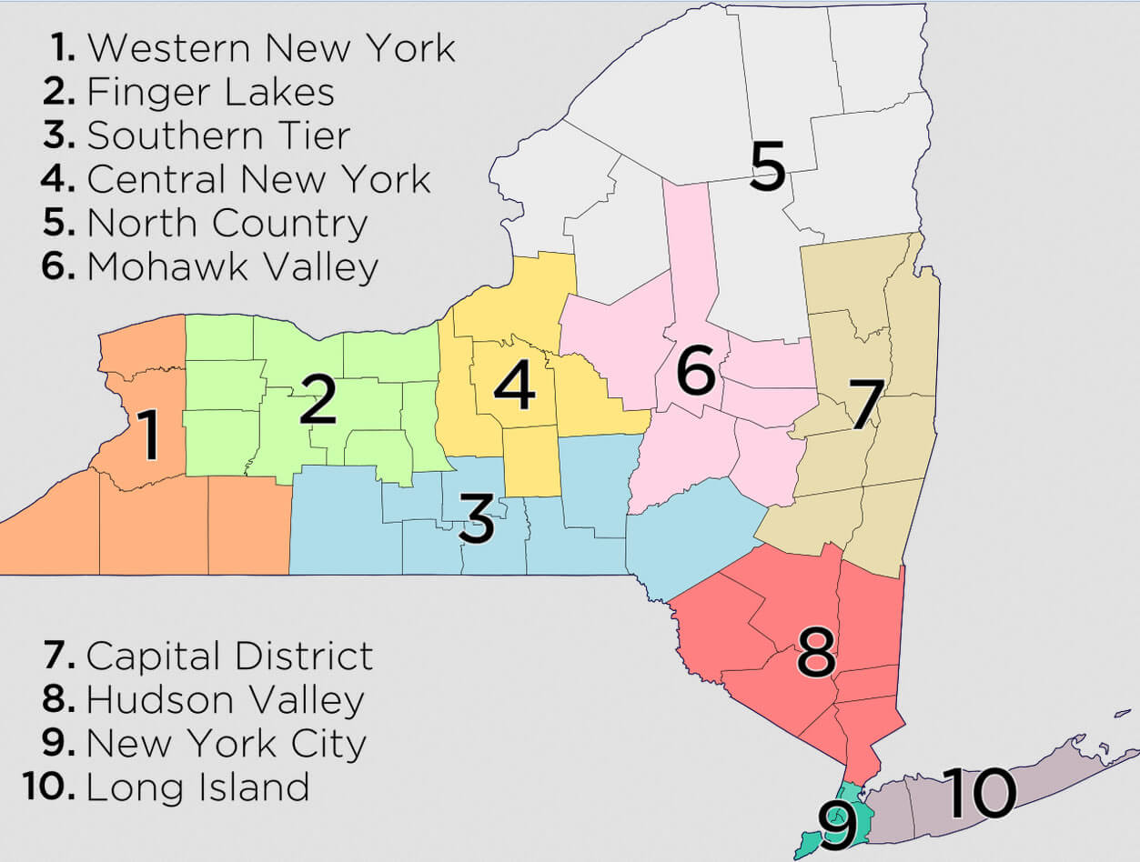 new york okonomisch regionen karte