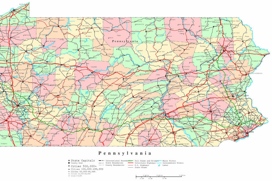 pennsylvania druckbar karte