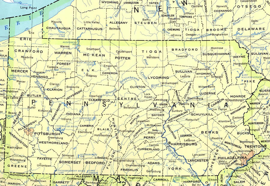 pennsylvania politisch karte