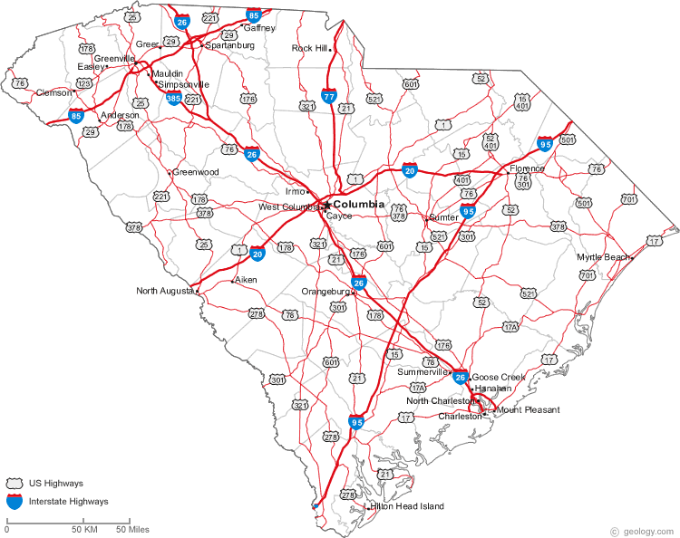 South Carolina Karte Vereinigte Staaten