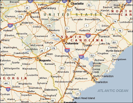 South Carolina Karte Vereinigte Staaten