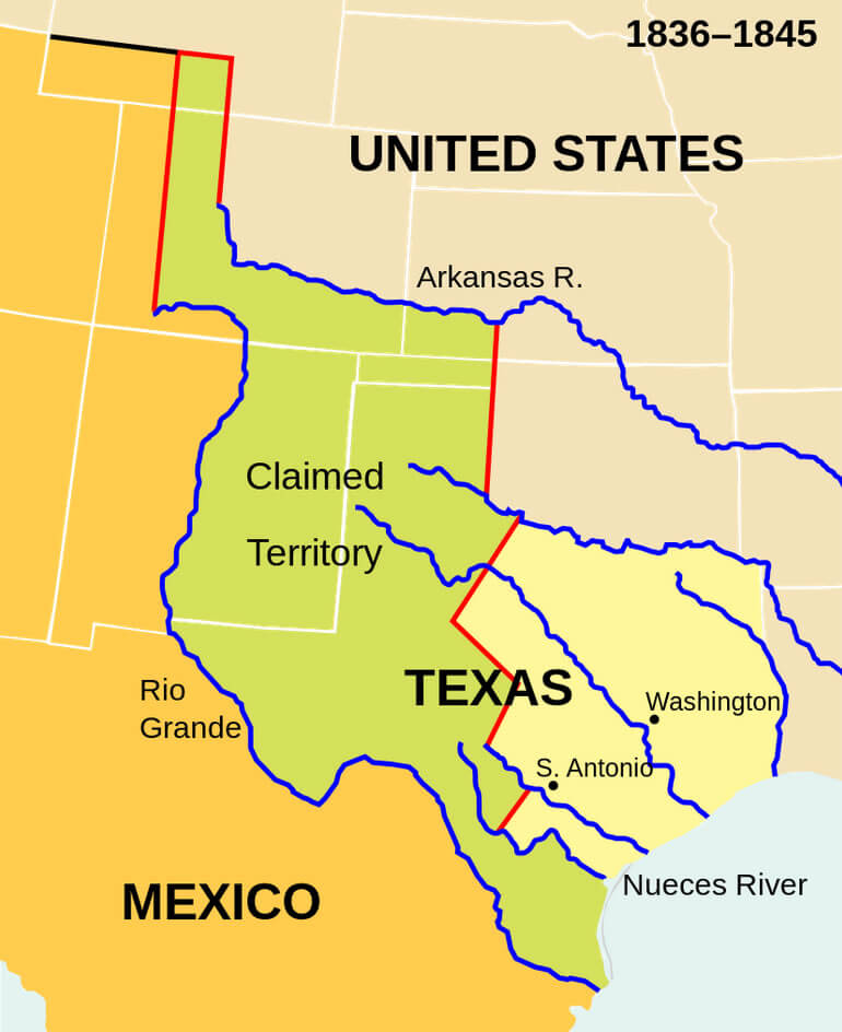 republik von texas karte usa 1836 1845