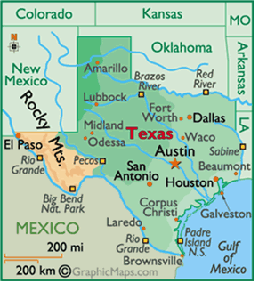 texas staat karte
