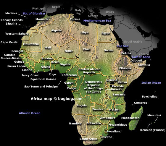 afrika physikalisch karte