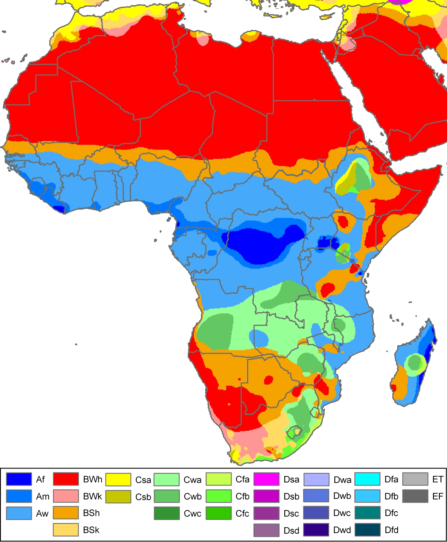 afrika koppen karte