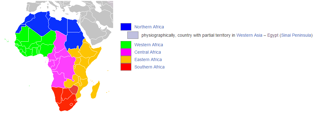 afrika regionen karte