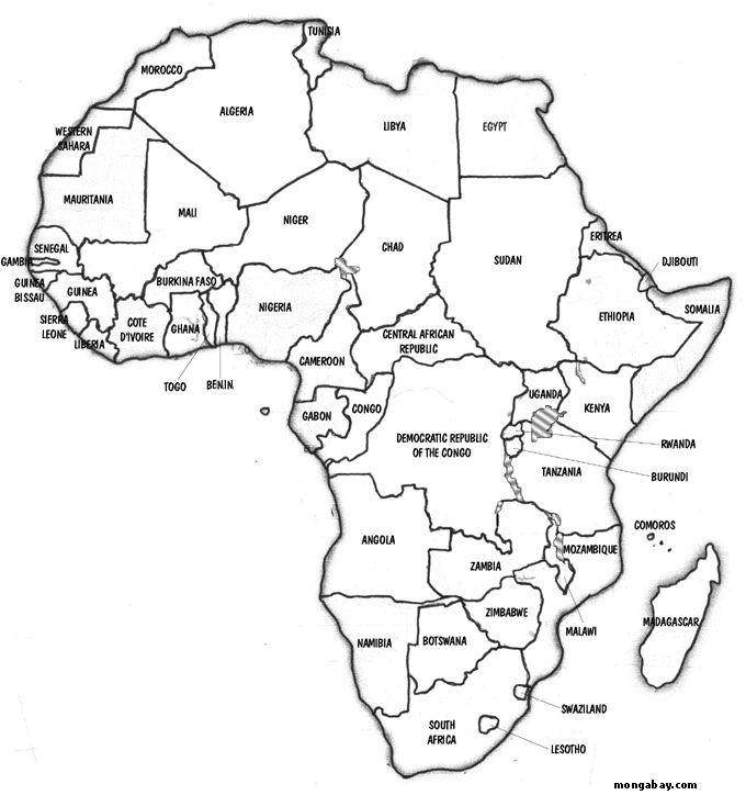 afrika skizzieren karte