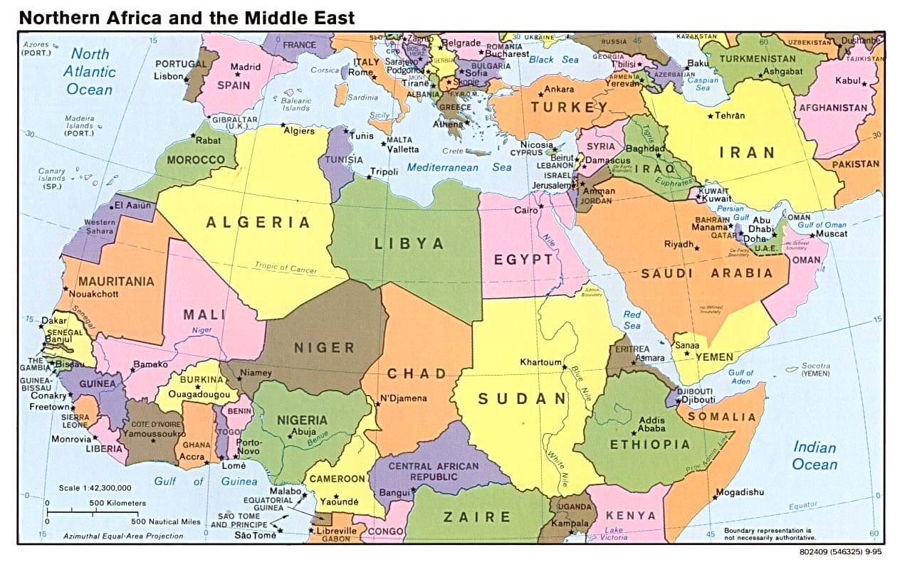 nordlich afrika middle osten karte 1995