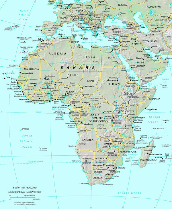 physikalisch karte von afrika