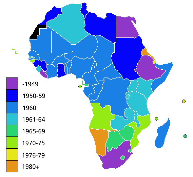unabhangigkeit karte von afrikan lander