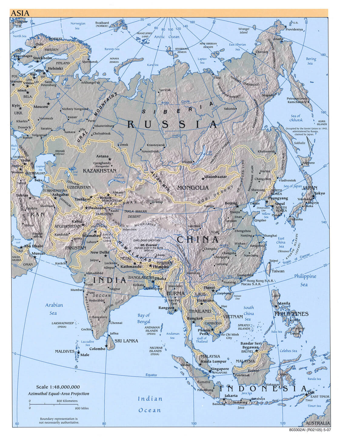 asien physikalisch karte 2007