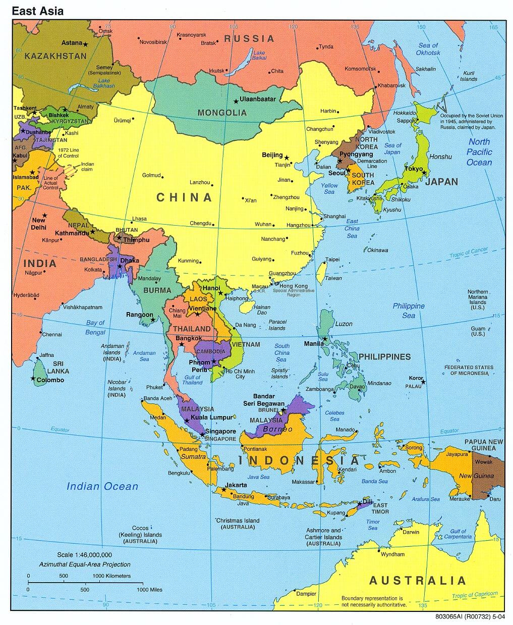 osten asien politisch karte 2004