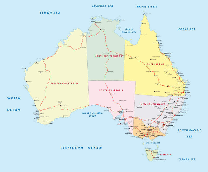 Australien stadte strase Karte