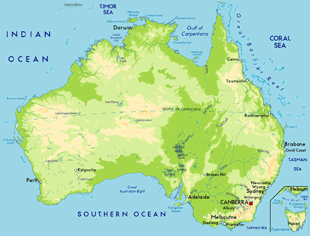 physikalisch karte von australien