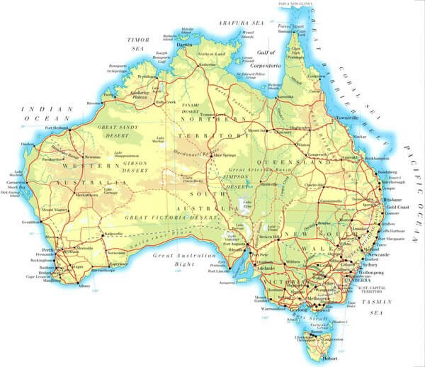 politisch karte von australien