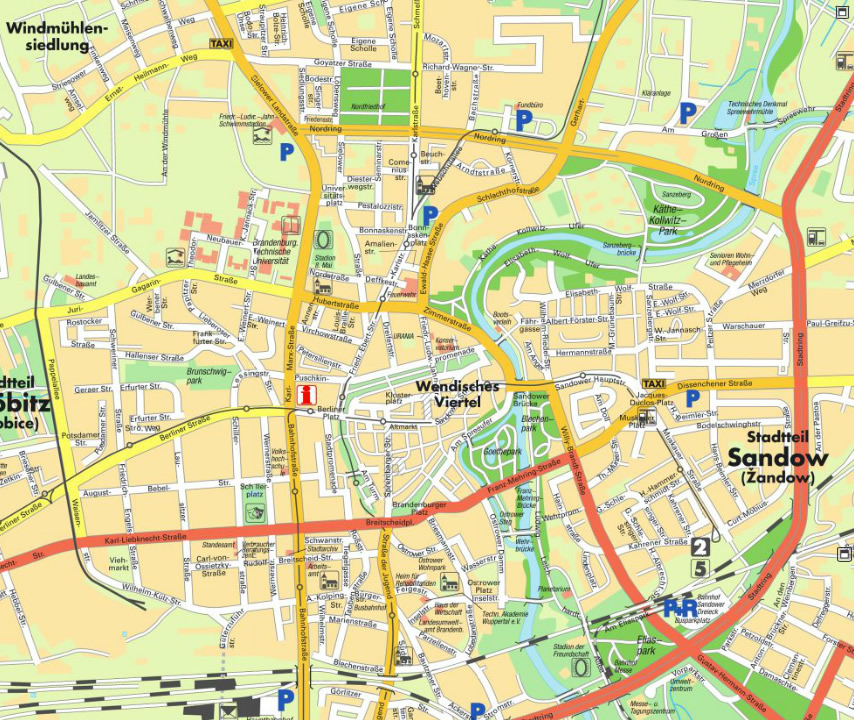 Cottbus stadt center karte