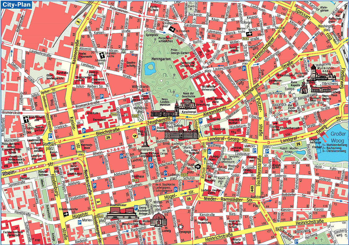 Darmstadt stadt karte