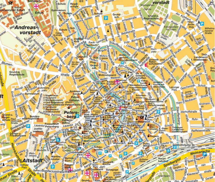 Erfurt stadt center karte