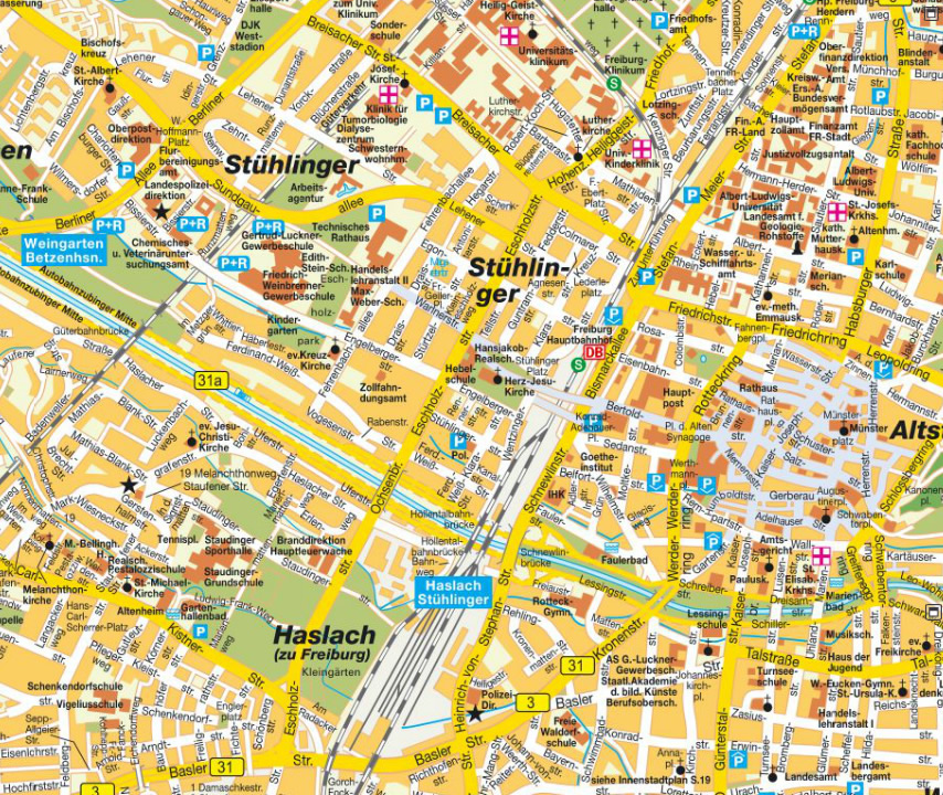 Freiburg stadt center karte