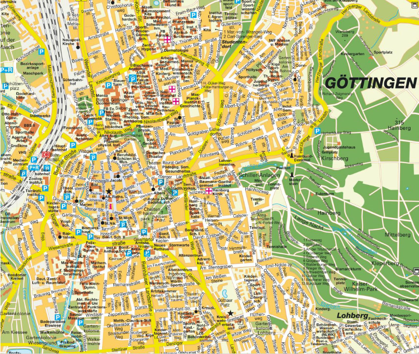 Gottingen stadt center karte