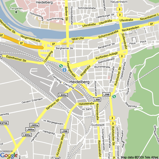 Heidelberg stadt center karte