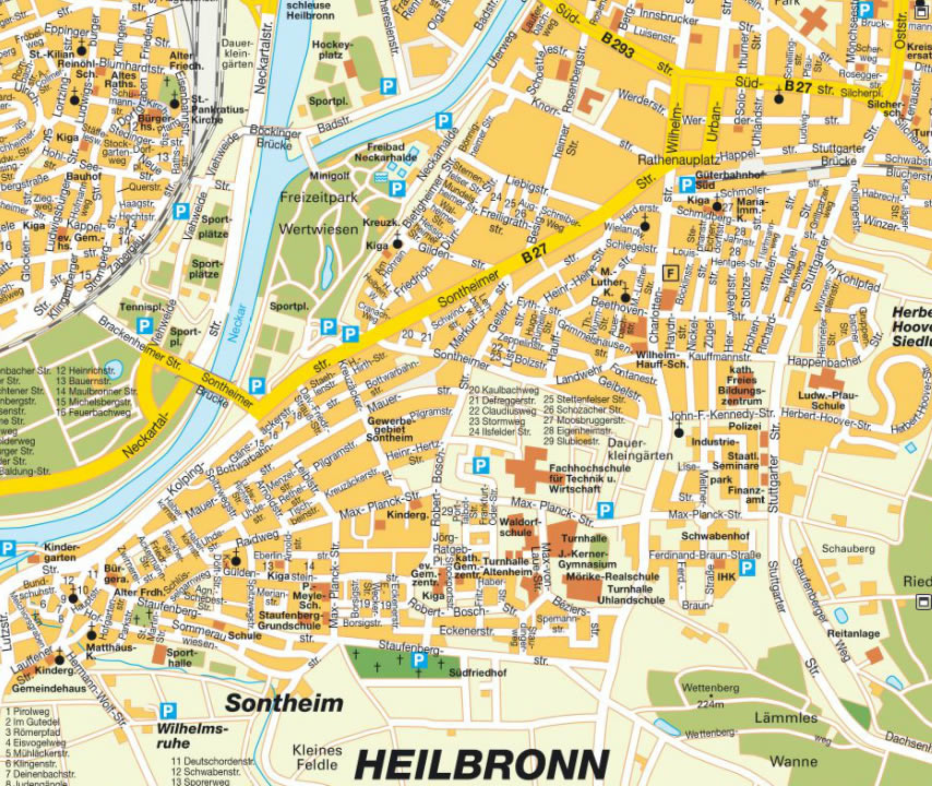 Heilbronn stadt center karte