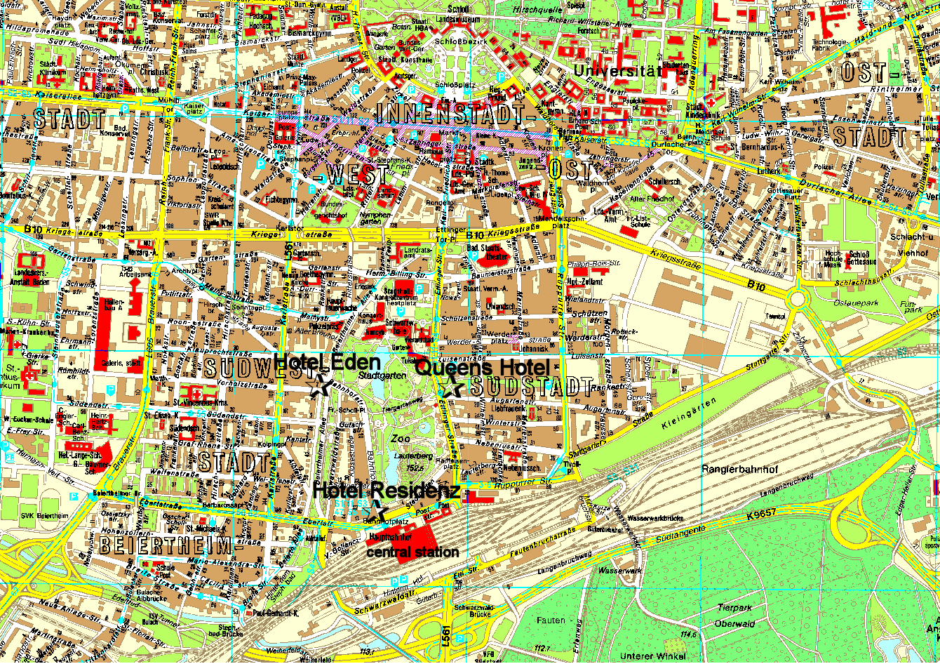 Karlsruhe stadt karte