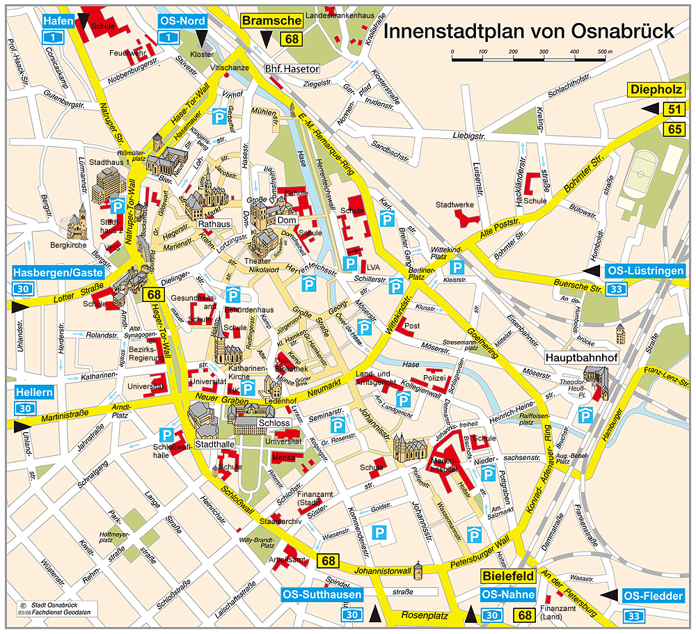 Osnabruck Tourist karte