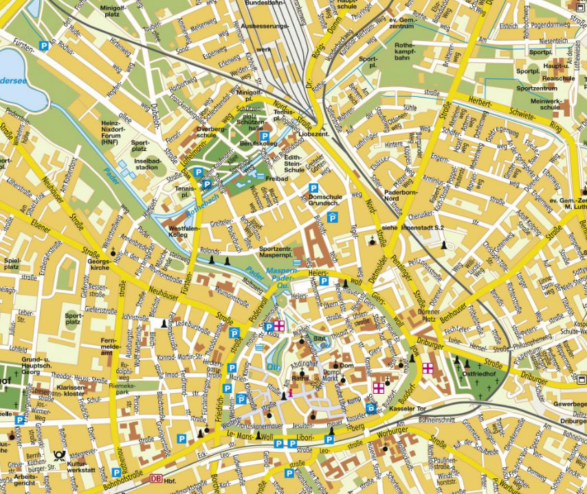Paderborn stadt center karte