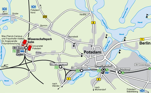 Potsdam stadt center karte