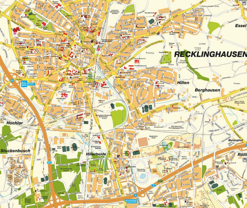 Recklinghausen stadt center karte