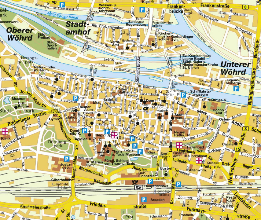 Regensburg stadt center karte