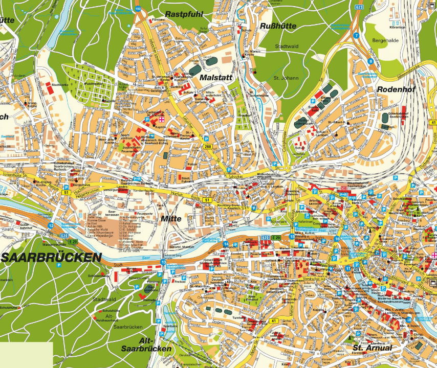 Saarbrucken stadt center karte