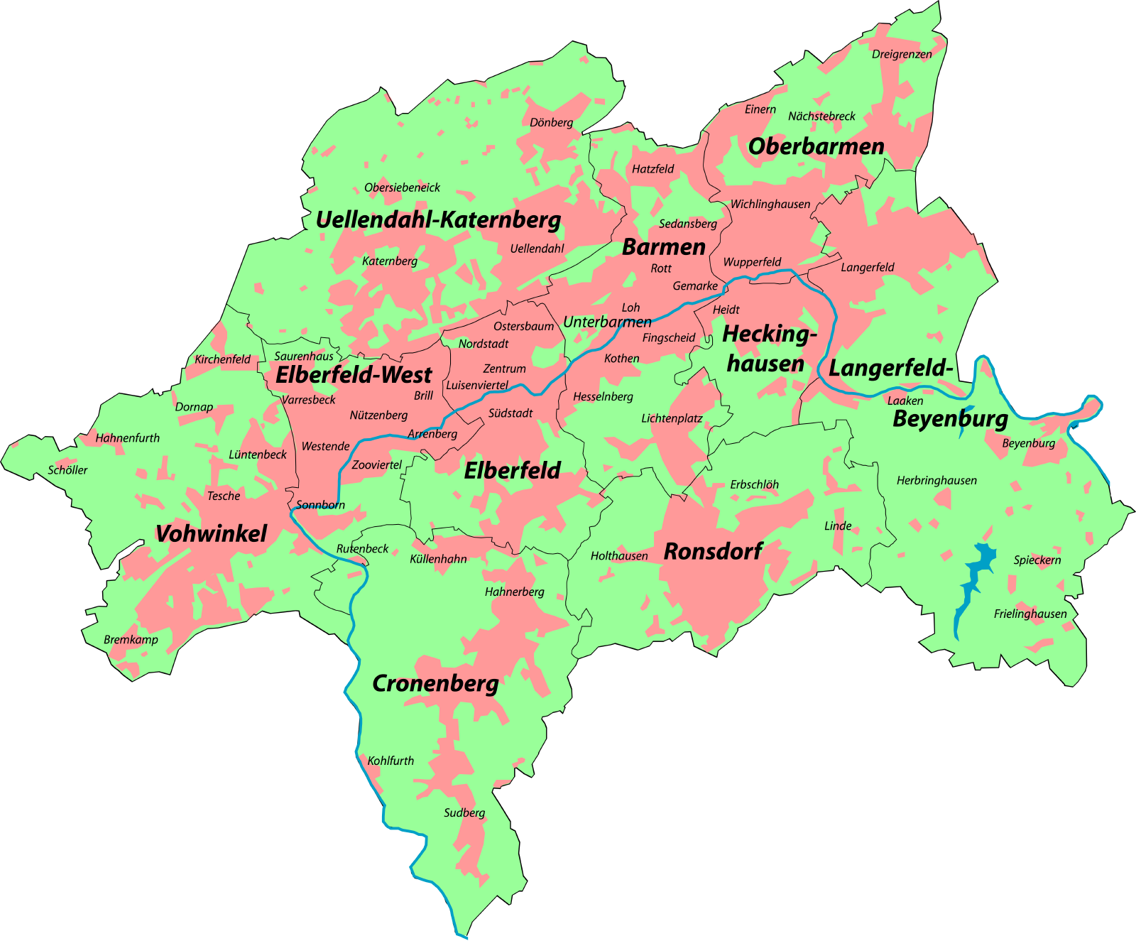 Wuppertal regional karte