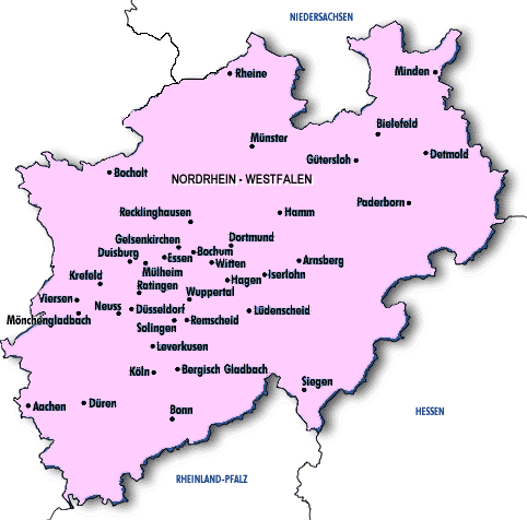 nordrhein westfalen Wuppertal karte