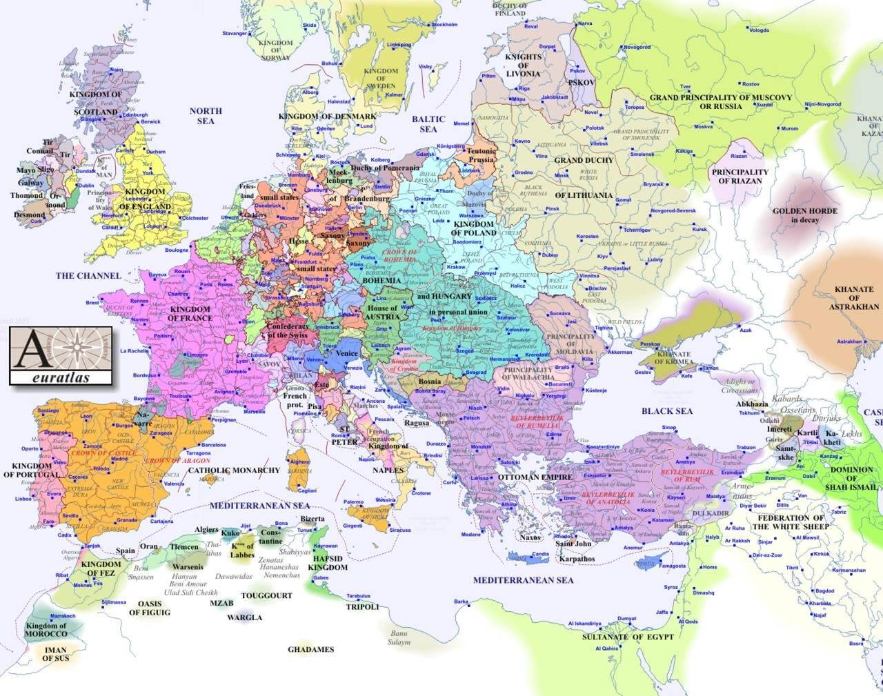 europa karte 1500