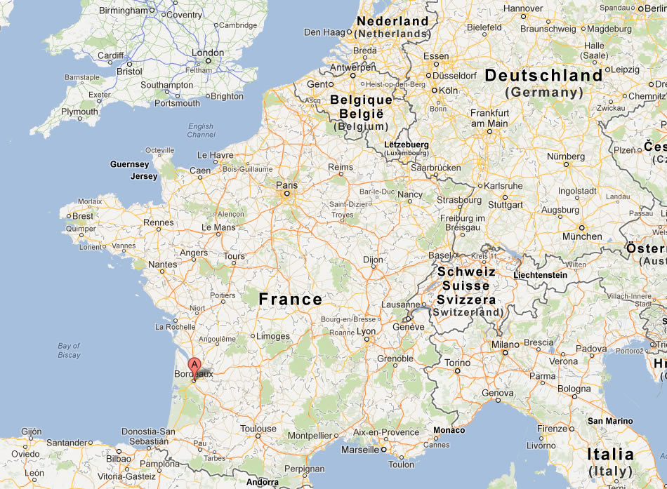karte von Bordeaux frankreich