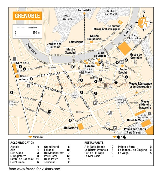 Grenoble tourist karte