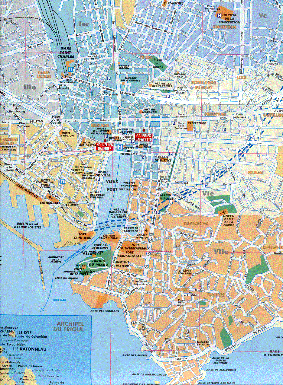 Marseille stadt center karte