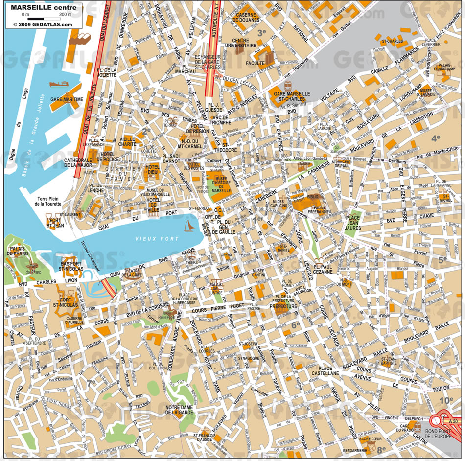 Marseille centre karte