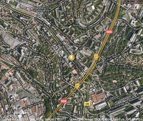 Saint Etienne satellit karte