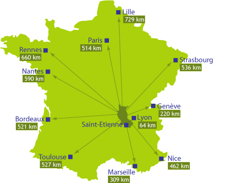 frankreich lyon Saint Etienne karte