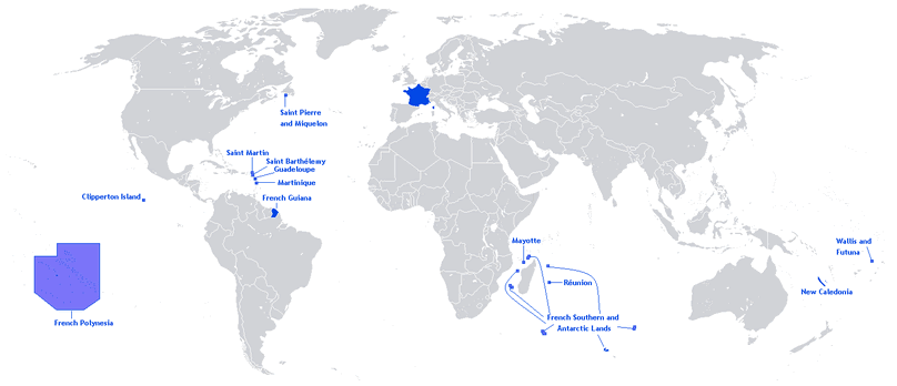 territories der french republik im dem welt